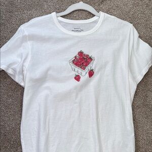 Abercrombie white tee with strawberries